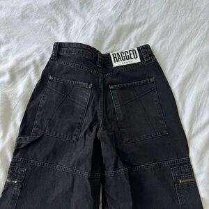 Ragged Black Cargo Jeans